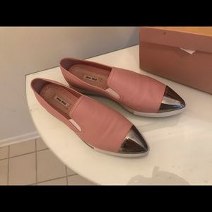 Miu Miu Women’s silver heeled sneakers size 10